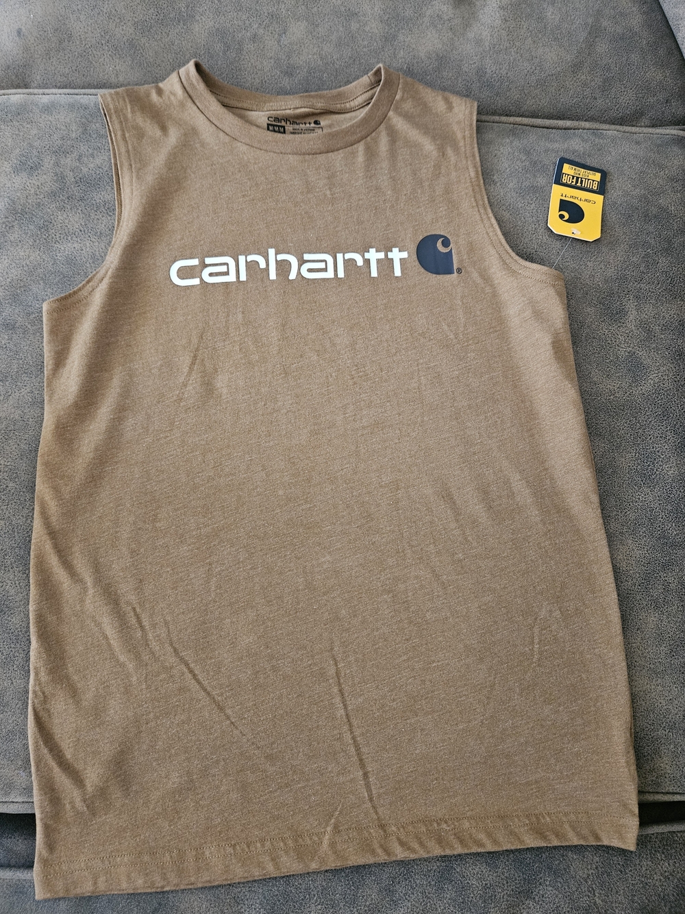 Carhartt Boys Brown Logo Sleeveless Tee